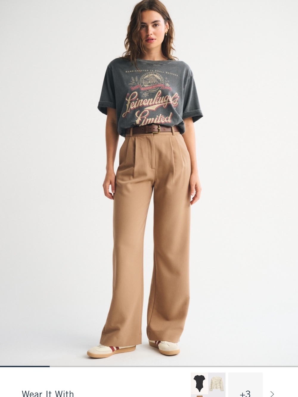 Abercrombie Sloane High-Waist Wide Leg Pants in Camel